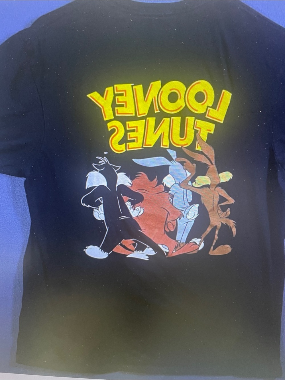 Warner Bros. Looney Tunes Black Tee with Yellow Logo - Picture 6 of 6